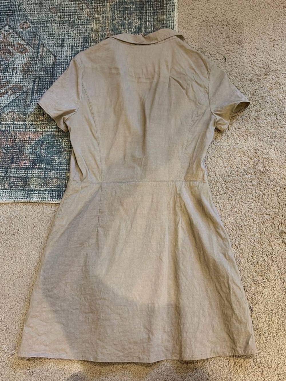 Theory dress. Light Taupe Short Sleeve Linen Blend Dress